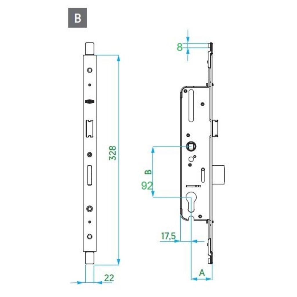 CERRADURA PUERTA VORNE ACC. MANILLA ENT.35 F22 "V"  CERRADURA PUERTA VORNE ACC. MANILLA ENT.35 F22 "V"
