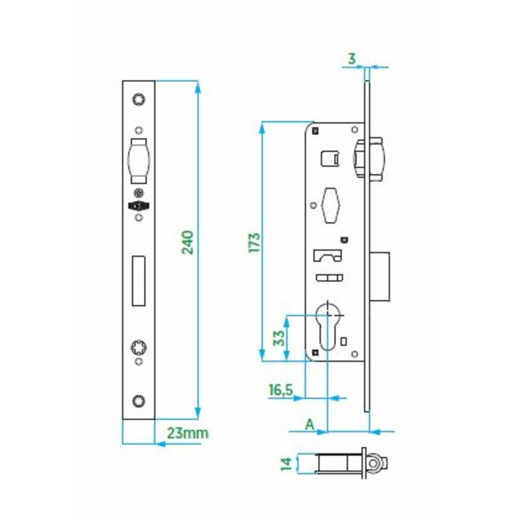 CERRADURA VORNE RODILLO Y PALA ENT.35 VORNE EUR  CERRADURA VORNE RODILLO Y PALA ENT.35 VORNE EUR