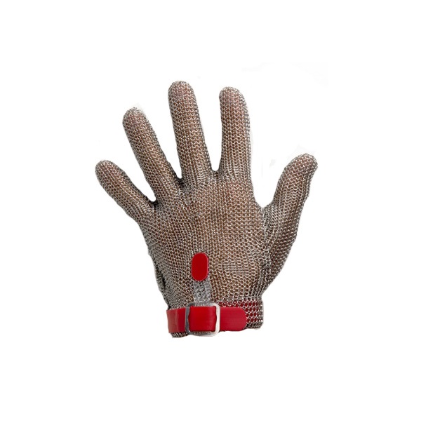GUANTE ANTICORTE DE MALLA INOXIDABLE - M (Rojo)