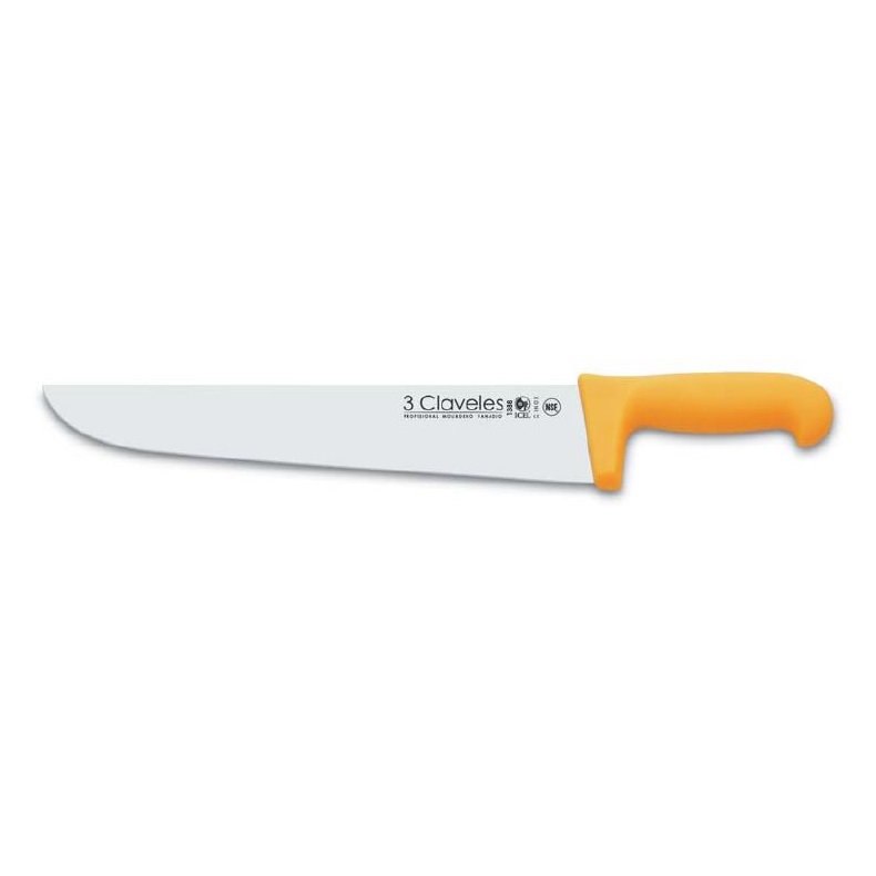 CUCHILLO CARNICERO 26cm 3 CLAVELES  AMARILLO
