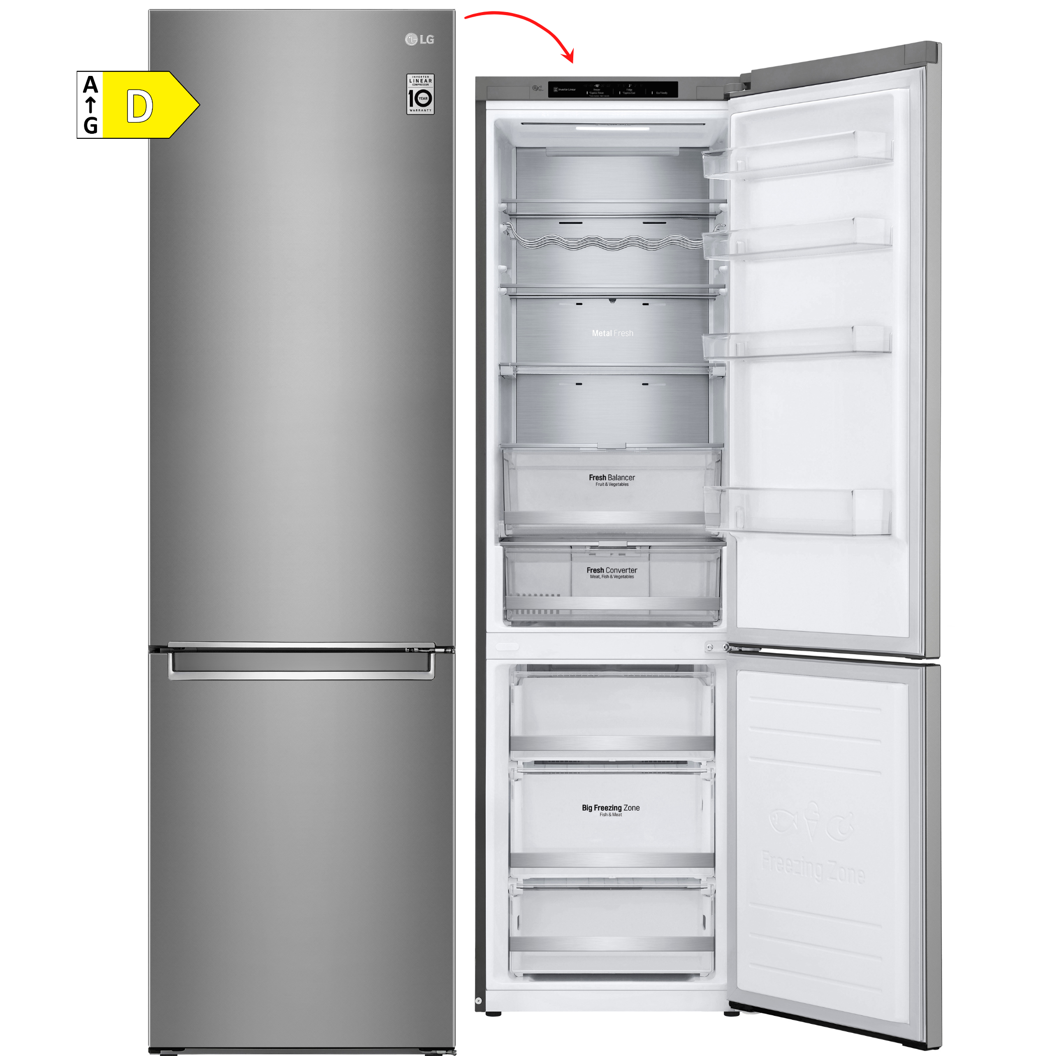 FRICOM. LG GBB72PZVGN 203x60 NF INOX METALFRESH