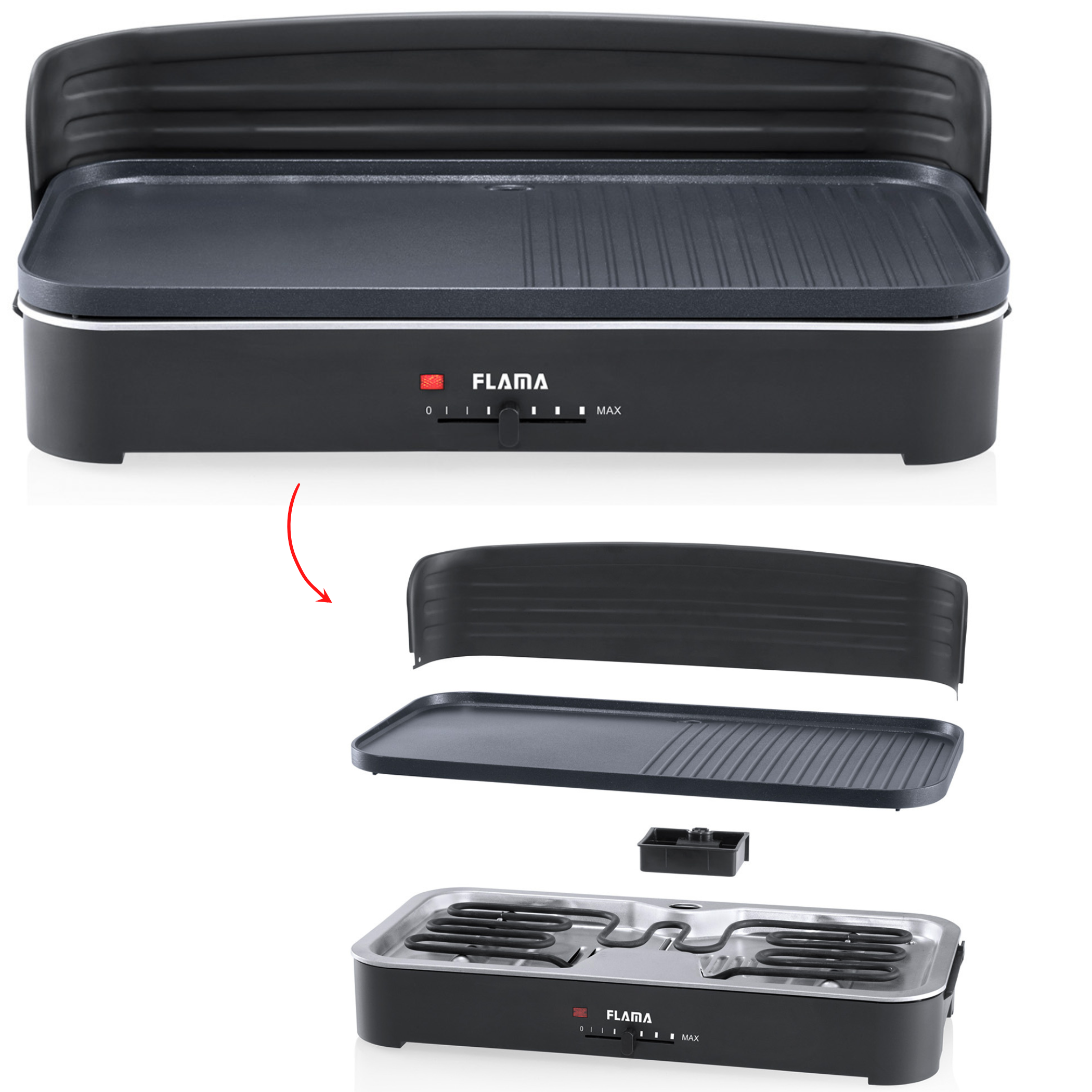 ASADORA FLAMA 4840FL 2200W 50X25CM DESMONTABLE