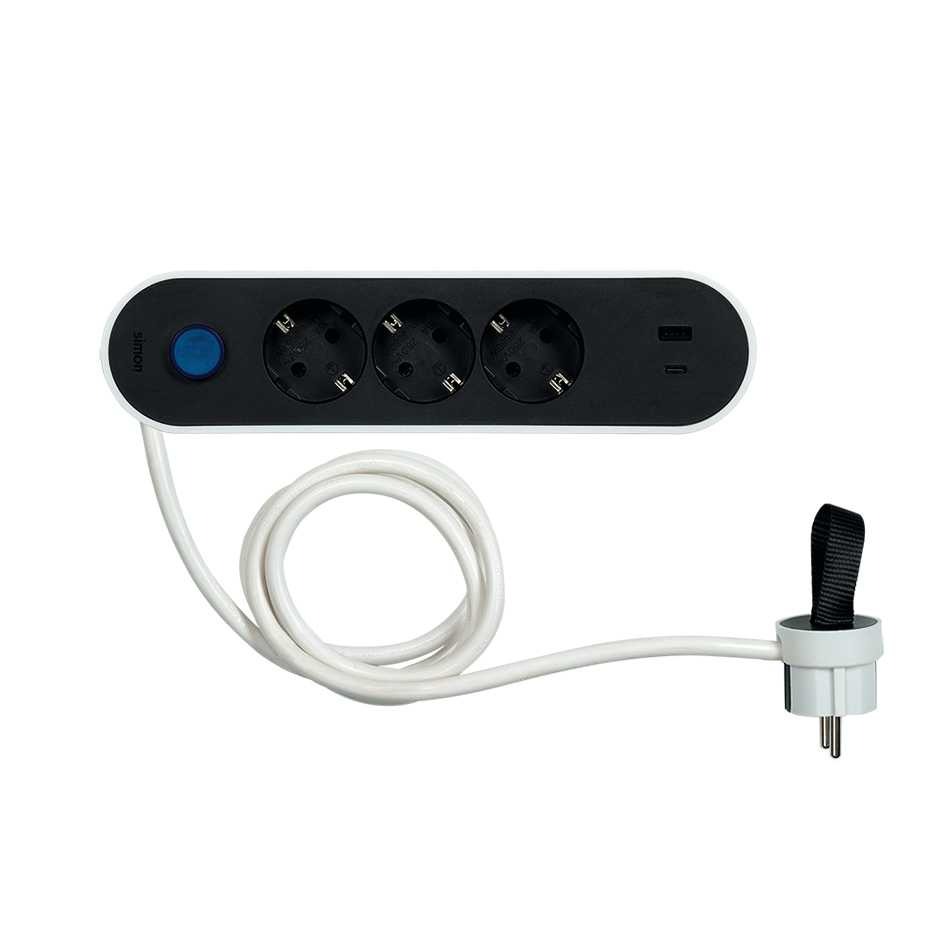 REGLETA SIMON 3 TOMAS + 1XUSB A + 1XUSB C 1.4M