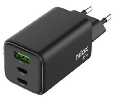CARGADOR UNIVERSA NILOX 65W 2 PUERTOS + CABLE C 2M