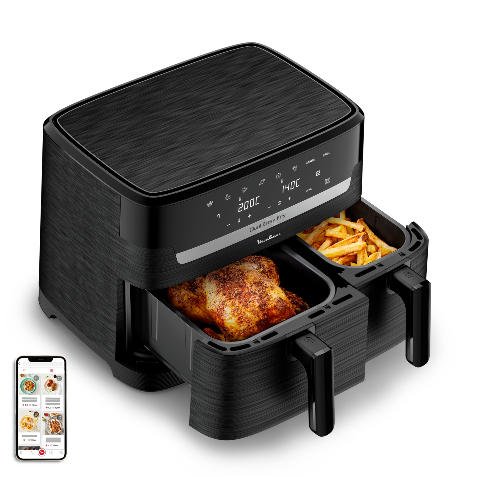 FREIDORA AIRE MOULINEX EZ901N20 DUAL (5,2+3,1L)