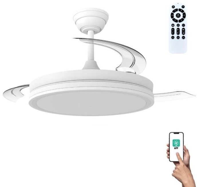 VENTILADOR TECHO CRISTAL NIGHT EVO RETRAC APP