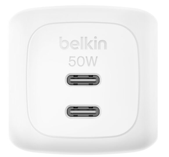 CARGADOR BELKIN 2XUSB C 50W GAN CARGA RAPIDA BLANC