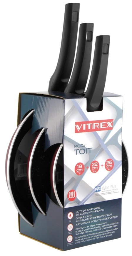 LOTE SARTENES MAGEFESA VITREX TOIT RED 18-22-26CM