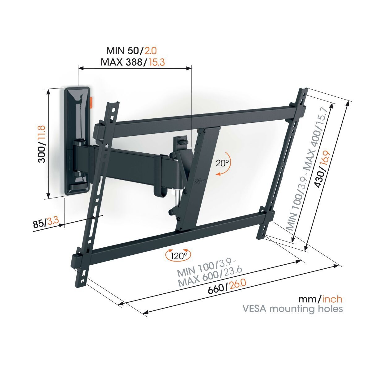 SOPORTE TV VOGELS TVM 3623 FULL MOTION LARGE WALL