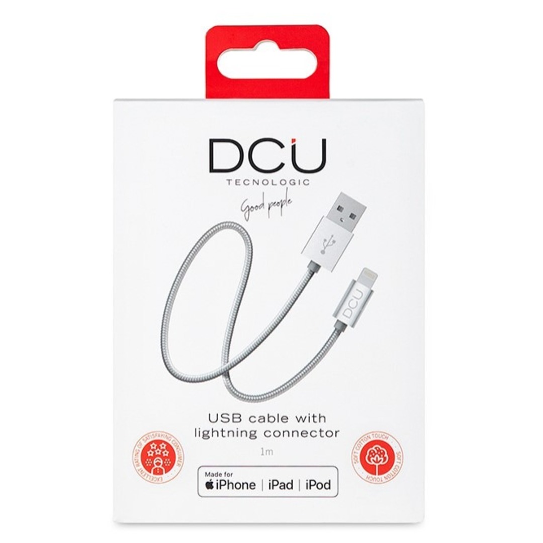 CABLE DCU LIGHTNING a USB A 1M PLATA ALUMINIO