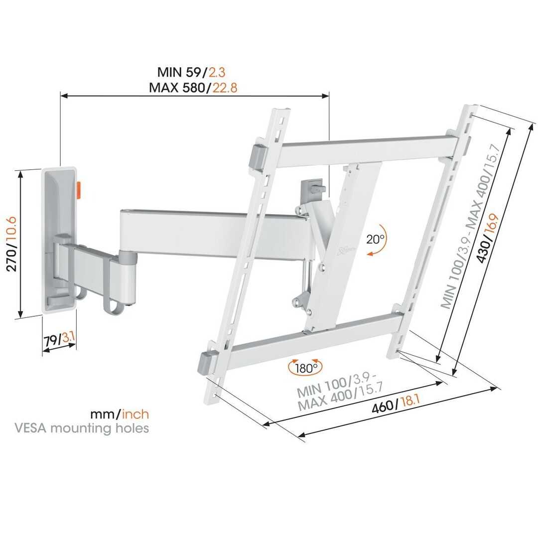 SOPORTE TV VOGEL S 3443 FULL MOTION+ MEDIUM BLANCO