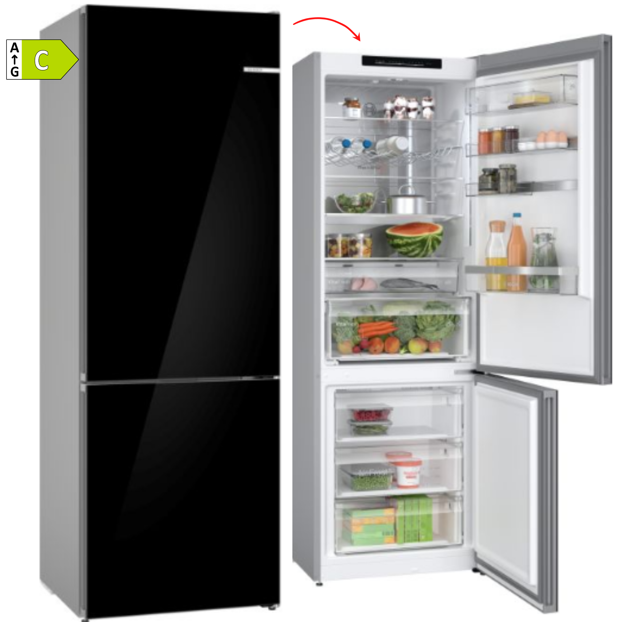 FRICOM. BOSCH KGN49LBCF 203x70x67 NF CRISTAL NEGRO