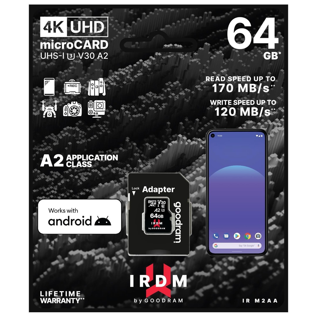 TARJ. MEM. GOODRAM MICRO SD 64GB UHS I U3 A2 +ADAP