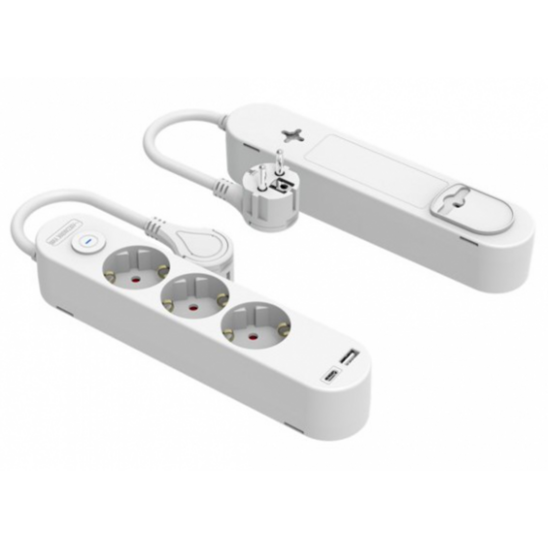 REGLETA SILVERSANZ 3 TOMAS + USB A + USB C BLANCA