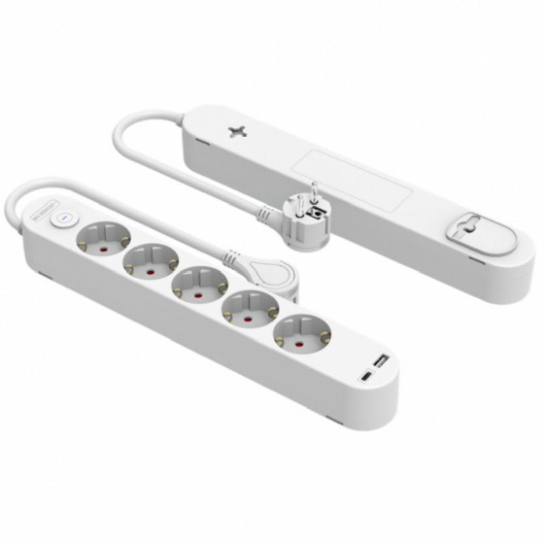 REGLETA SILVERSANZ 5 TOMAS + USB A + USB C BLANCA