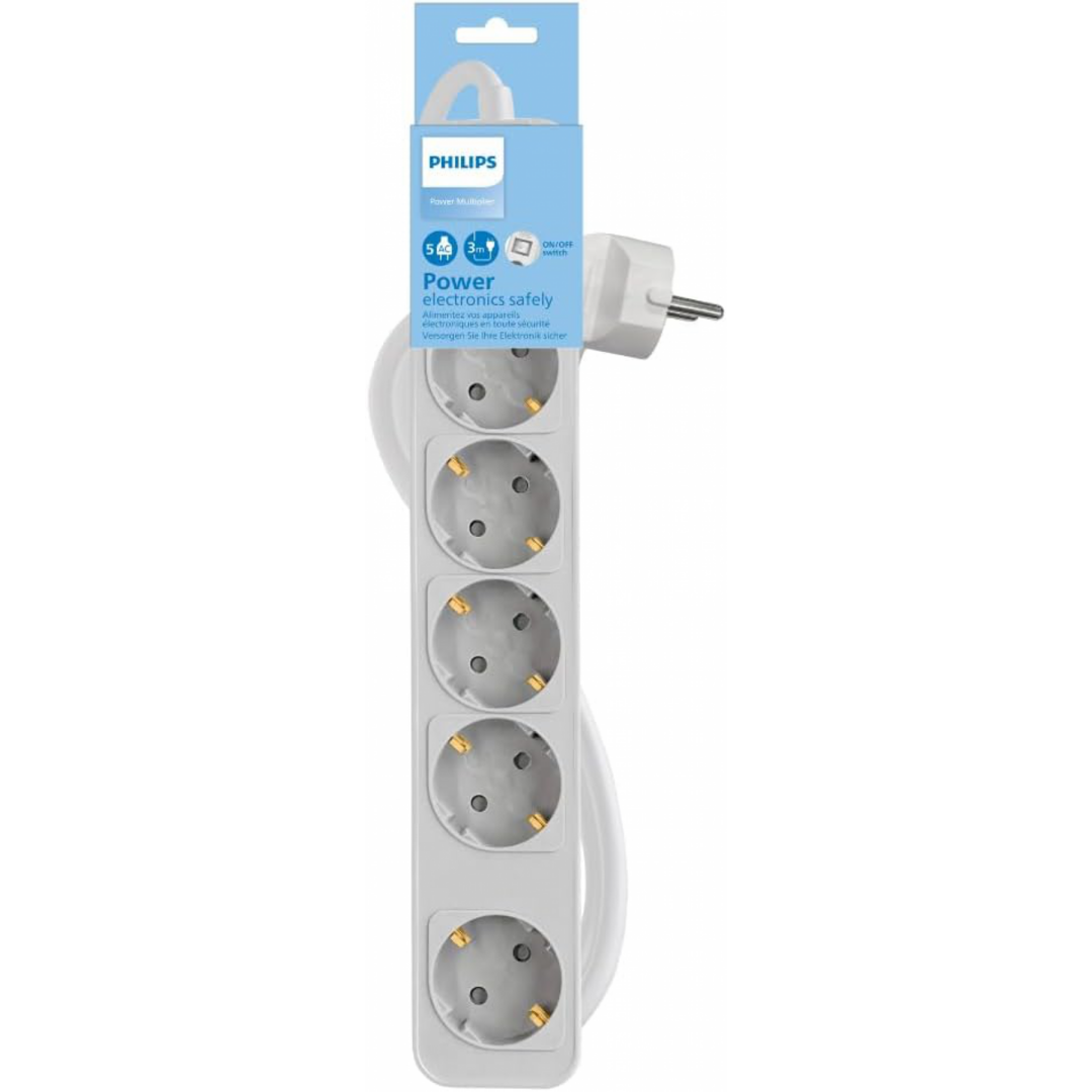 REGLETA PHILIPS 5 TOMAS SCHUKO 1,5M BLANCO