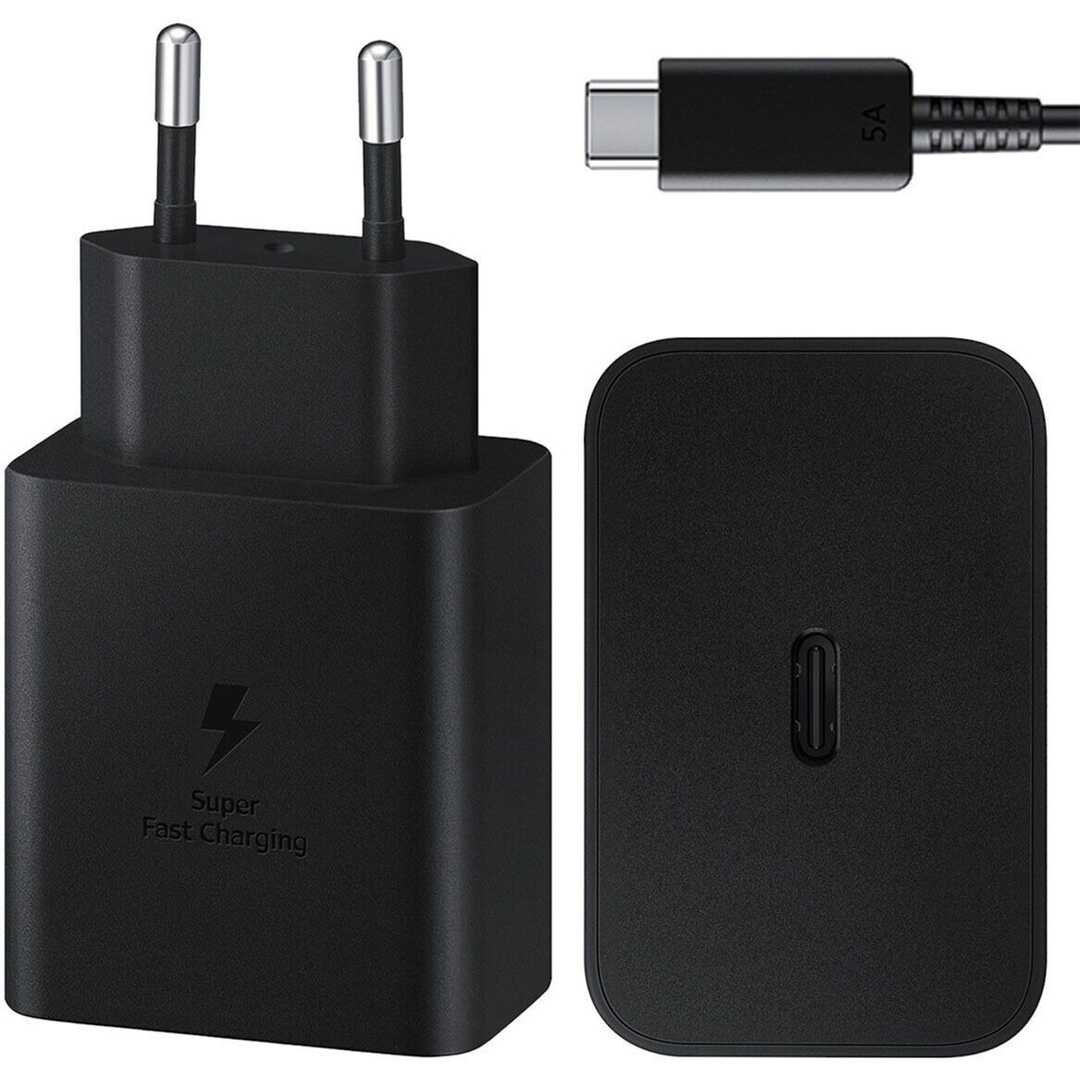 CARGADOR SAMSUNG 1XUSB C DE 45W+CABLE USB C NEGRO