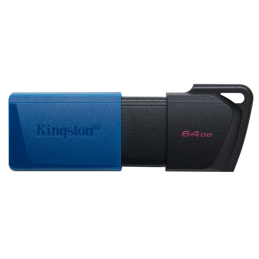 MEMORIA USB KINGSTON 64GB NEGRO/AZUL RETRACTIL