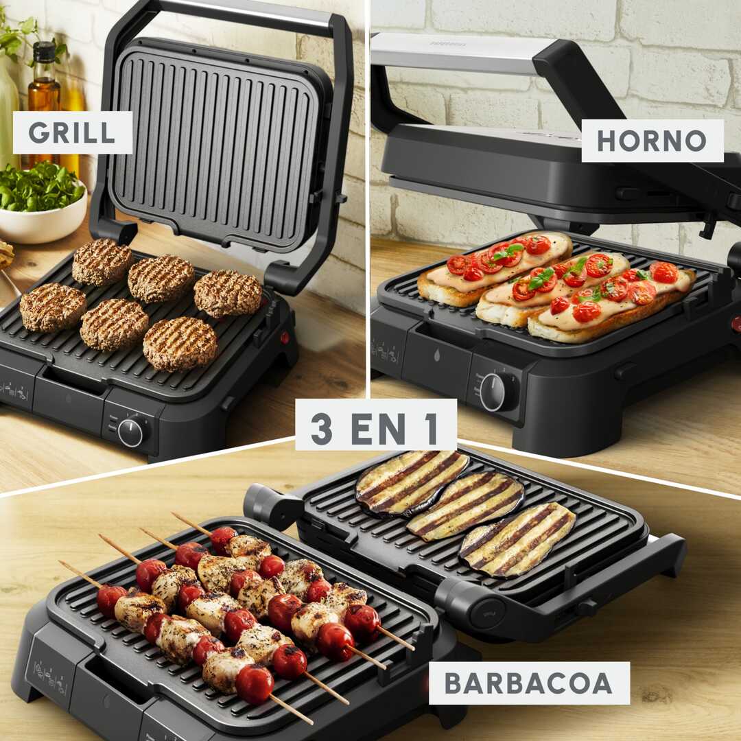 GRILL MOULINEX GI5108 3EN1 2000W 180º 30X20CM