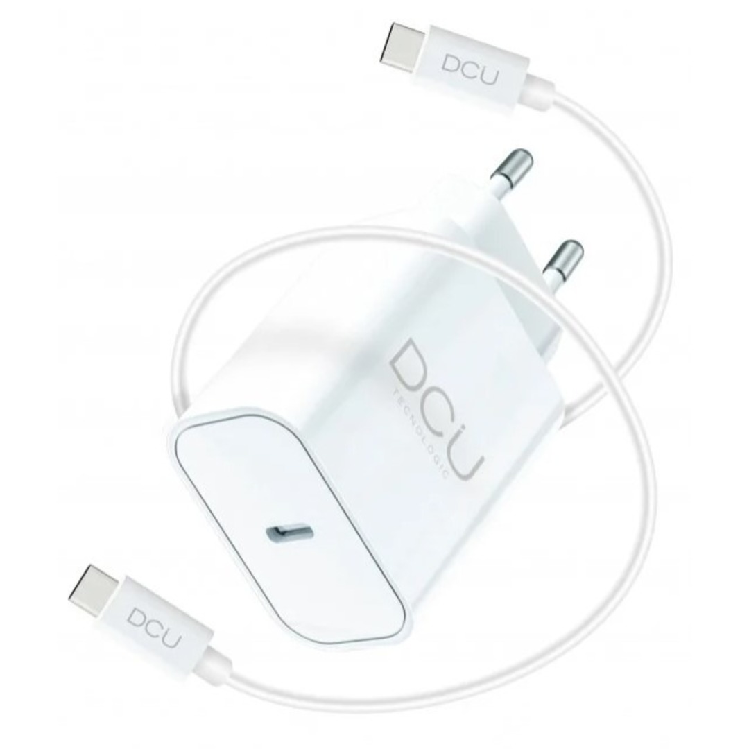 CARGADOR DCU 1XUSB C 20W + CABLE USB C 1M