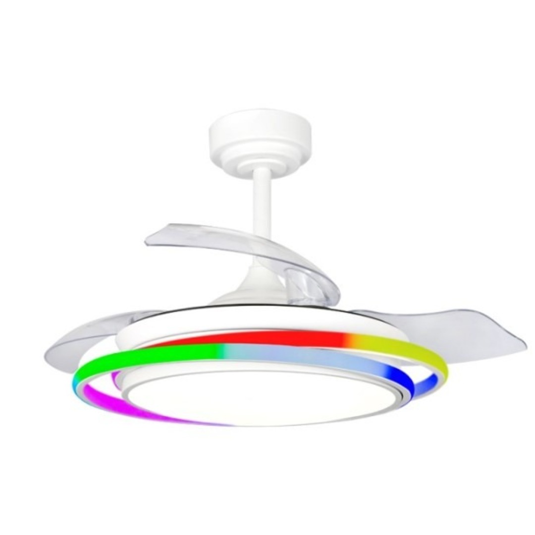 VENTILADOR TECHO CRISTAL ANTILA MINI RGB WH RETRAC
