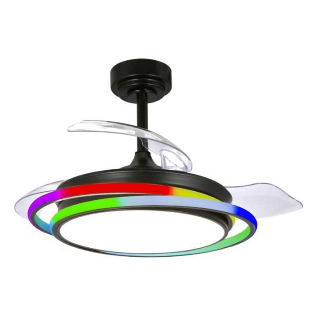 VENTILADOR TECHO CRISTAL ANTILA MINI RGB BK RETRAC