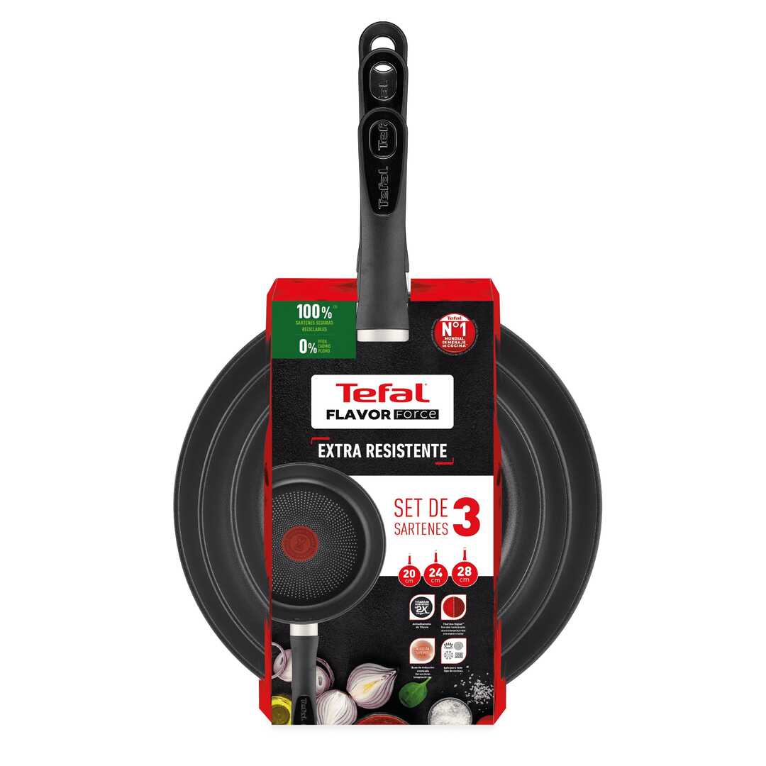 LOTE SARTENES TEFAL FLAVOR FORCE 20-24-28CM X2TIT