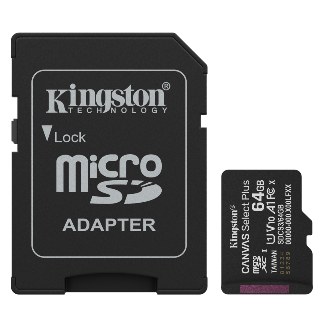 TARJ. MEM. KINGSTON CANVAS 64 GB + ADAPTADOR