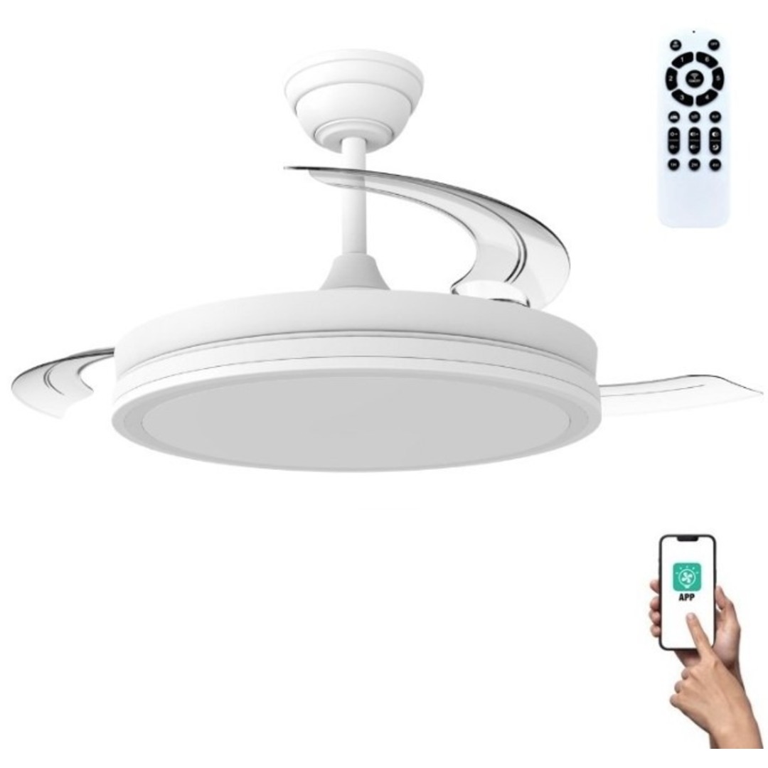 VENTILADOR TECHO CRISTAL NIGHT EVO RETRAC APP