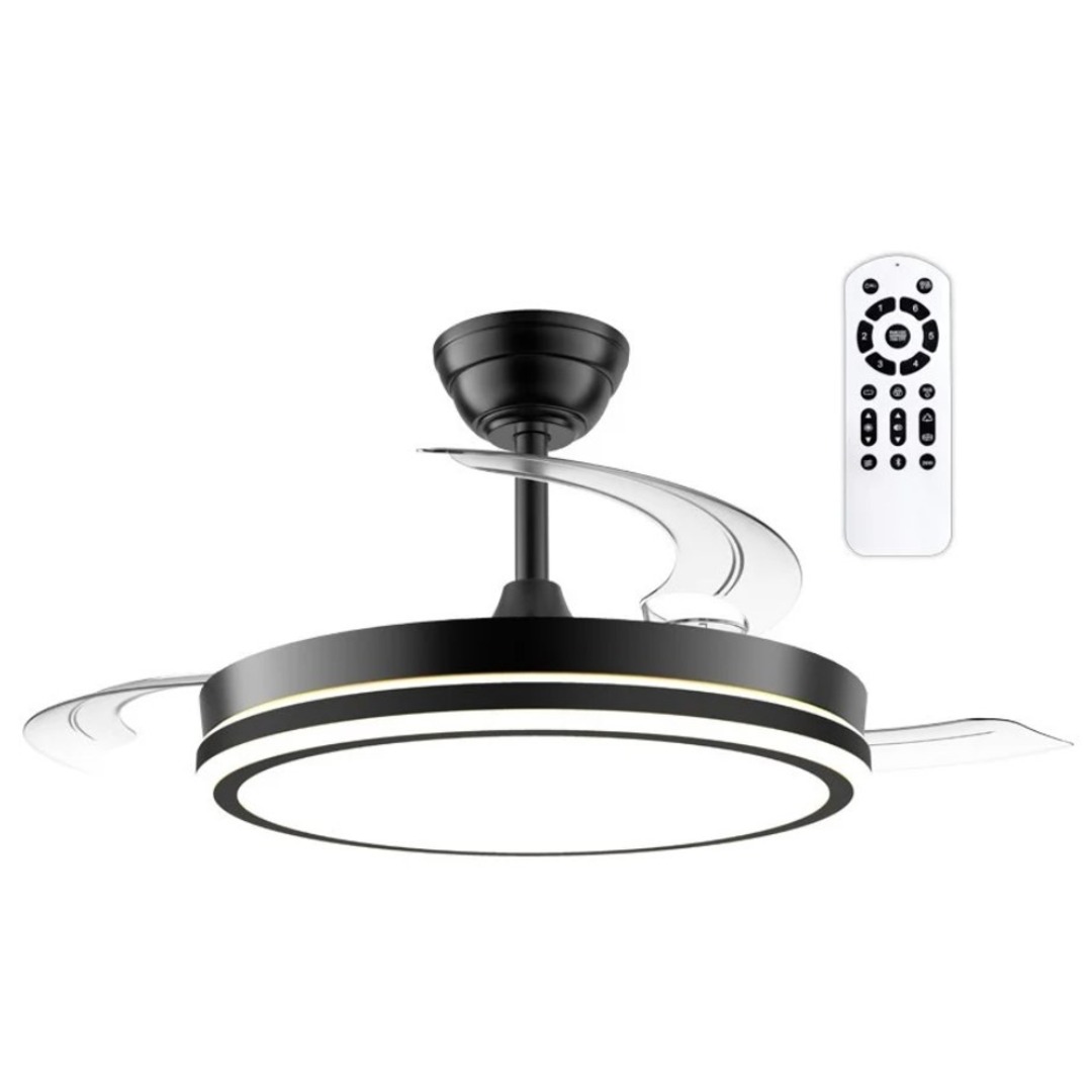 VENTILADOR TECHO CRISTAL NIGHT ECO RETRAC 48W BK