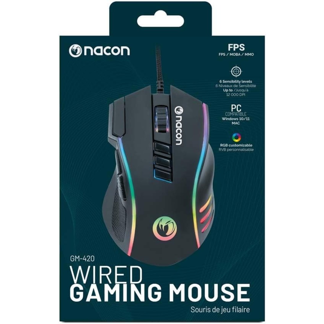 RATON NACON PCGM-420 CON CABLE DPI 12000 RGB PC