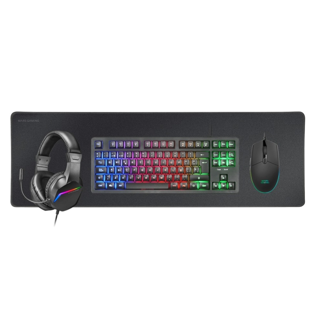 TECLADO+MOUSE+AURICULARES+ALFOMBRILLA MARS GAMING