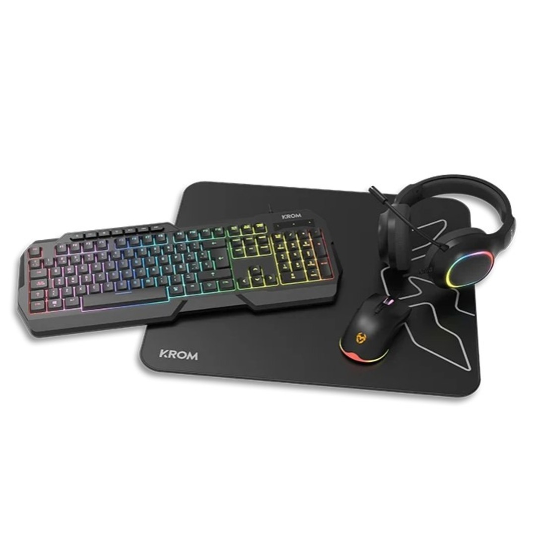 TECLADO+RATON+AURICULAR+ALF. KROM KENTA GAMING NEG