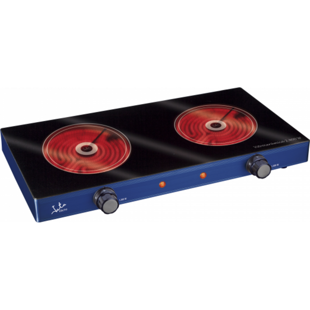 HORNILLO JATA V142 2F VITRO PERF.AZUL 2400W 16,5CM