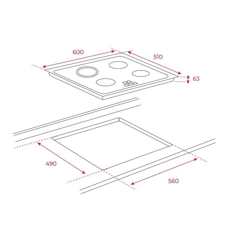Teka TB 6315 Placa Vitrocerámica 3 Zonas Negro 5