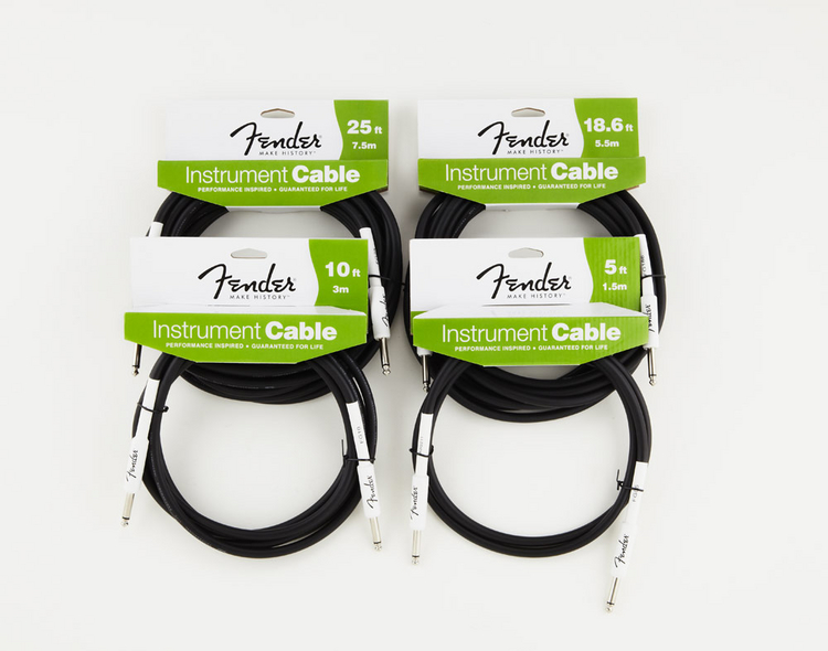 CABLE GUITARRA FENDER BLACK-CON CODO-10 ´(5.5m)