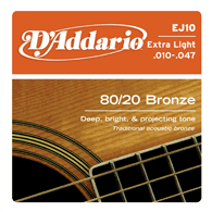 CUERDA GUITARRA ACUSTICA - D`ADDARIO EJ-10 JGO BRONZE EXTRA LIGHT (010/047)
