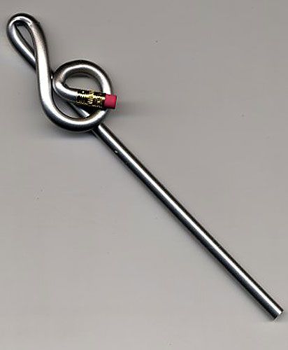REGALO-LAPIZ CLAVE DE SOL Y GOMA (PLATA)