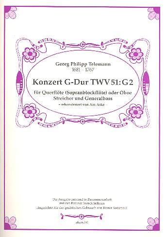 TELEMANN G.P.- CONCIERTO SOL M TWV 51G2 FLAUTA (OBOE/FL.PICO) (SOLO CD)