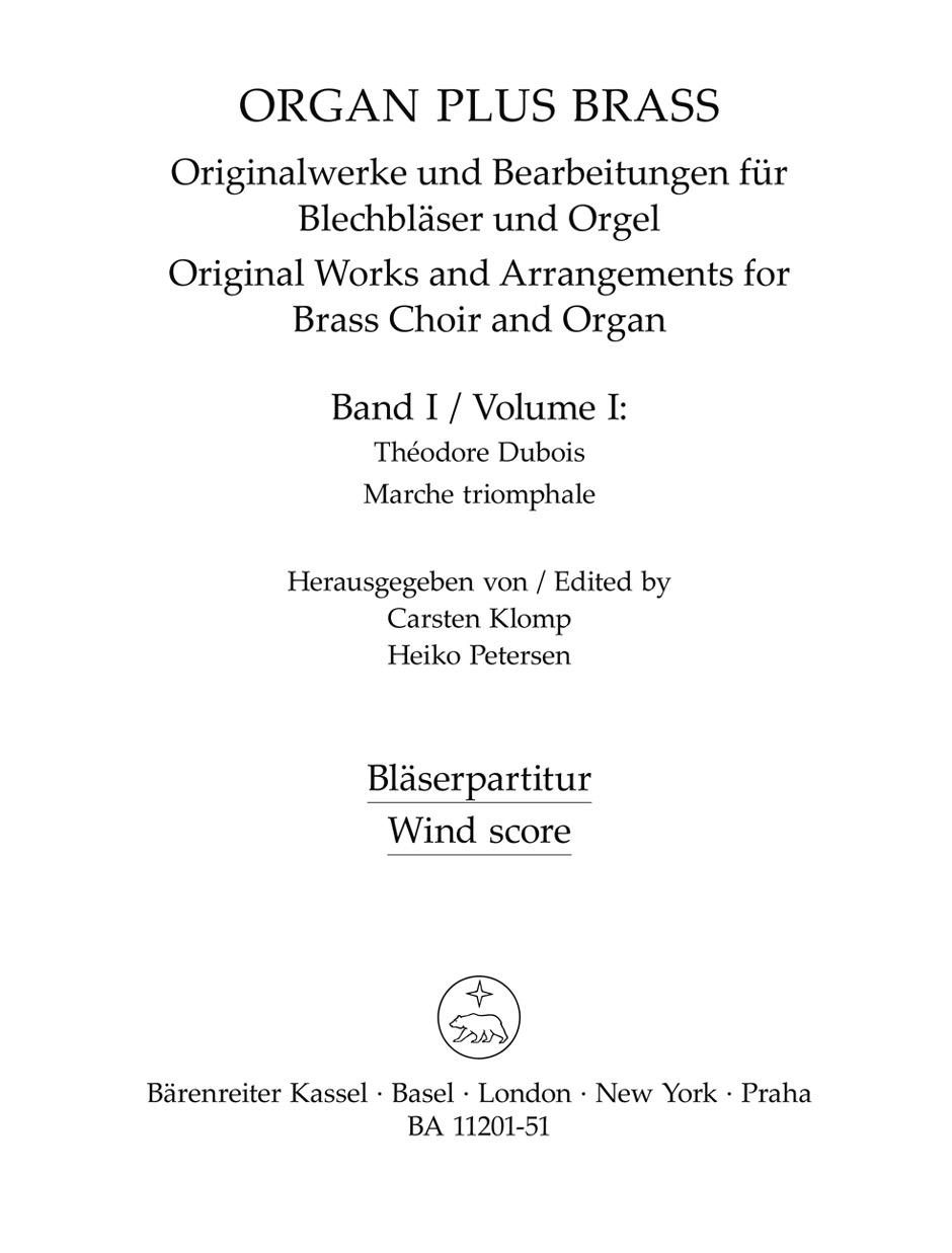 KLOMP/PETERSEN. - ORGAN PLUS BRASS Vº1 (+PT)