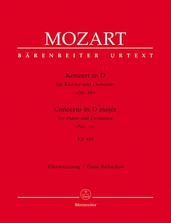 MOZART W.A. - CONCIERTO Nº16 RE M URTEXT - KV.451