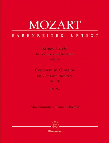 MOZART W.A. - CONCIERTO Nº3 SOL M URTEXT - KV.216 - VIOLIN Y PIANO