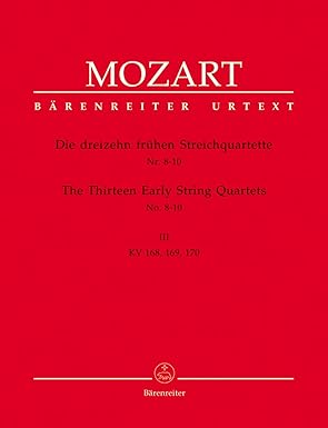 MOZART.-  THIRTEEN EARLY STRING QUARTETS Vol 3 Nos 8-10 (Parts) (K.168.169.170)