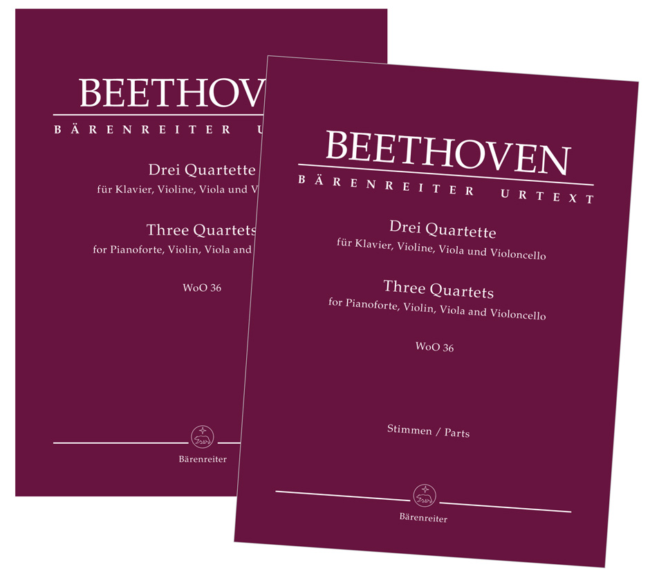 BEETHOVEN L.V. - CUARTETOS CON PIANO (3) WoO 36 URTEXT PARTITURAS Y PARTES