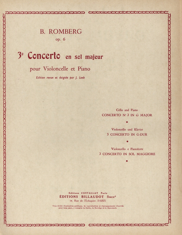 ROMBERG B. - CONCIERTO Nº3 SOL M - OP.6