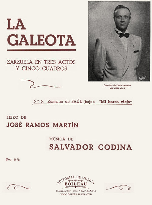 CODINA S. - MI BARCA VIEJA - ROMANZA DE SAUL DE LA GALEOTA