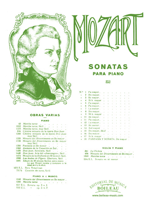 MOZART .- Sonata nº8 en Do M, K.309 (PIANO)