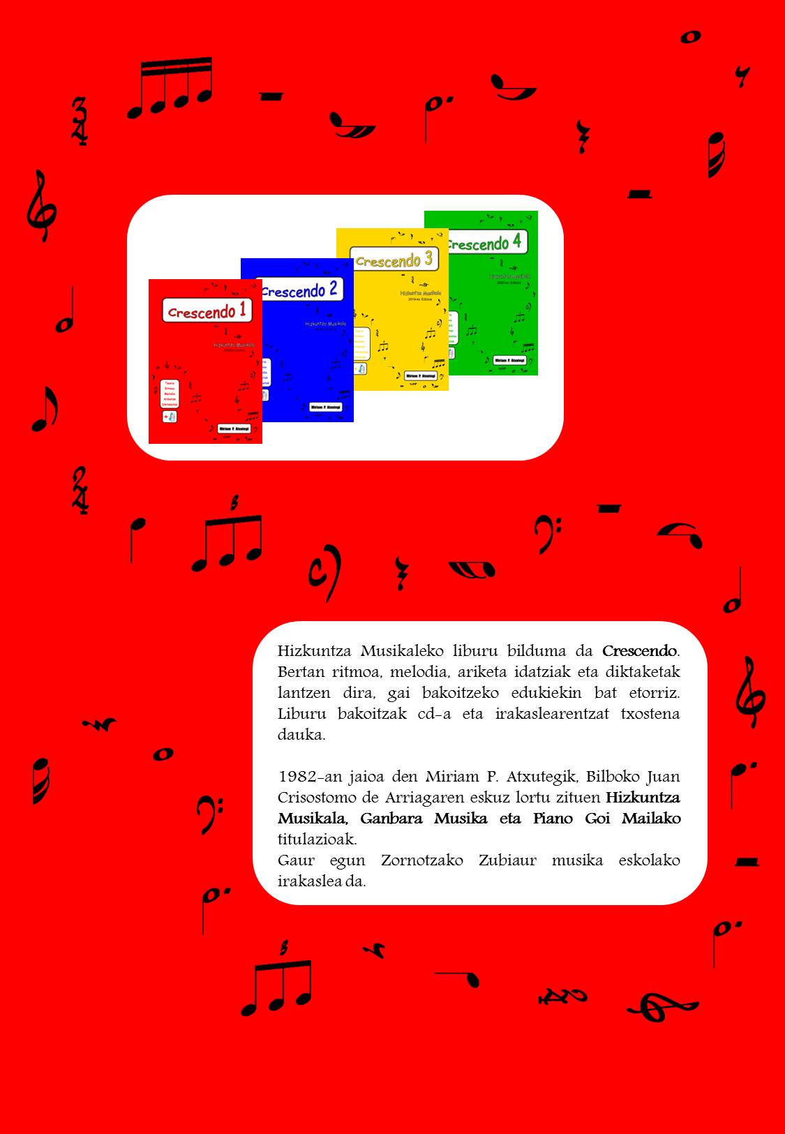 DE PRADO ATXUTEGI M. - CRESCENDO 1 ALUMNO (EUSKERA) +CD HIZKUNTZA MUSIKALA