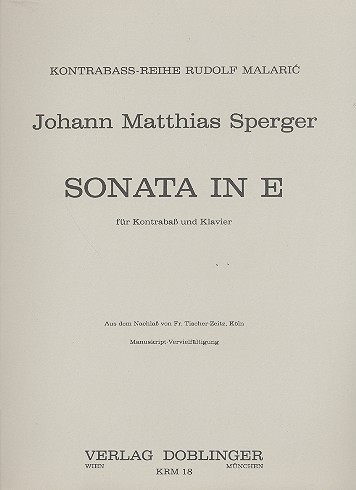 SPERGER J.M. - SONATA MI M -