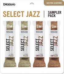 CAÑA SAXO BARITONO - D´ADDARIO SAMPLER PACK  - SELECT JAZZ : 2M, 2H FILED - UNFILED (4 CAÑAS)